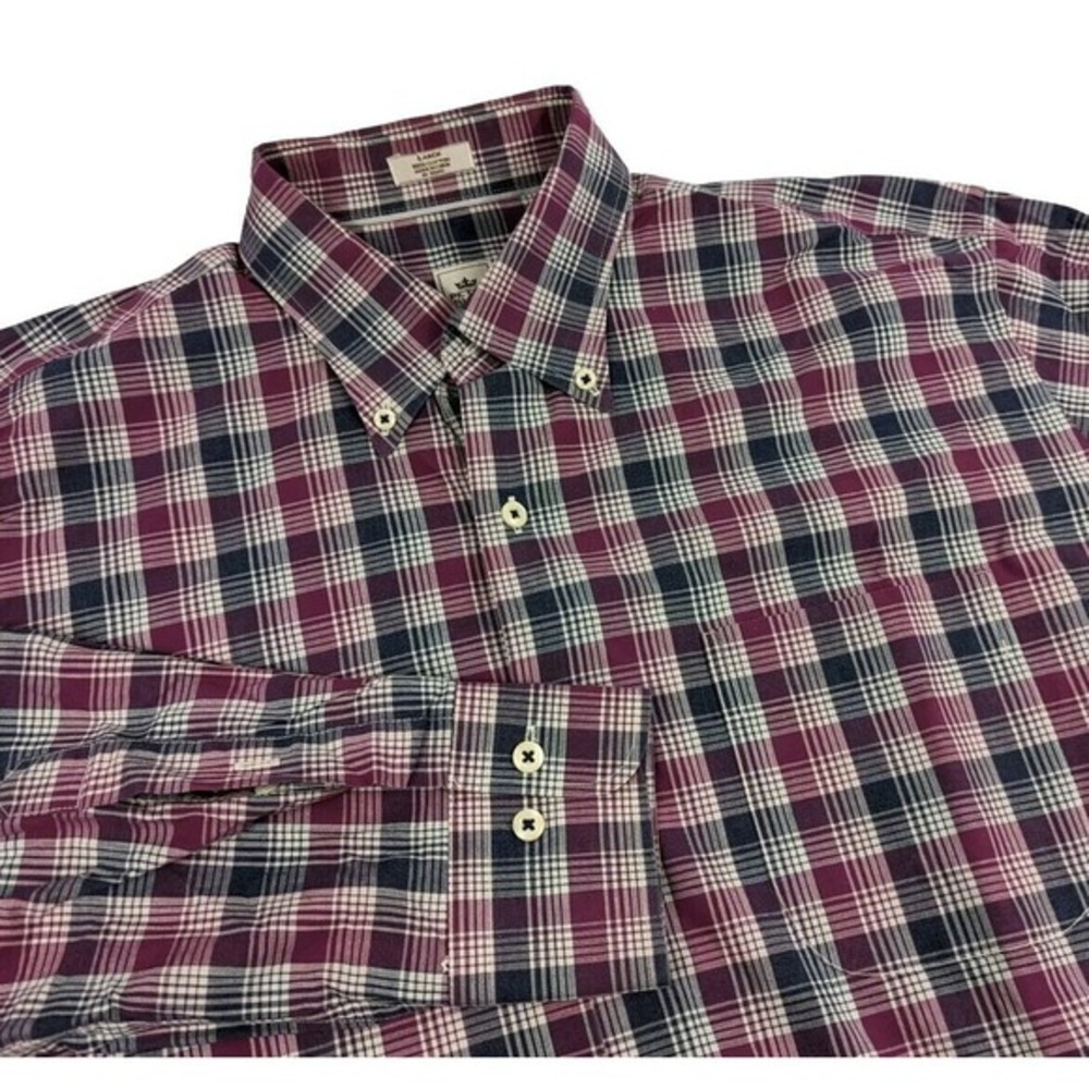 Peter Millar Dress Shirt Mens LG Long Sleeve Casual Preppy Purple Check‎